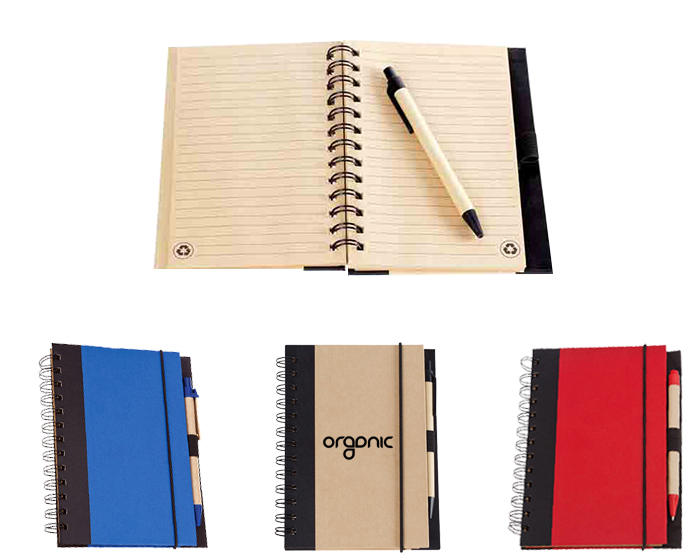 LIBRETA ECOLOGICA DE ESPIRAL CON PLUMA ECOLOGICA C246